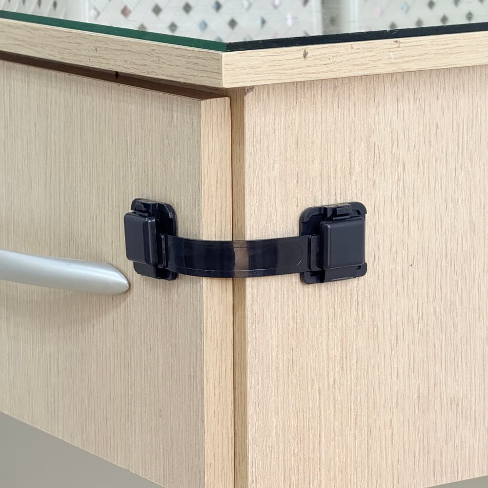 10 Travas Porta Gaveta Geladeira Preto Segurança Bebê - Fita 3M