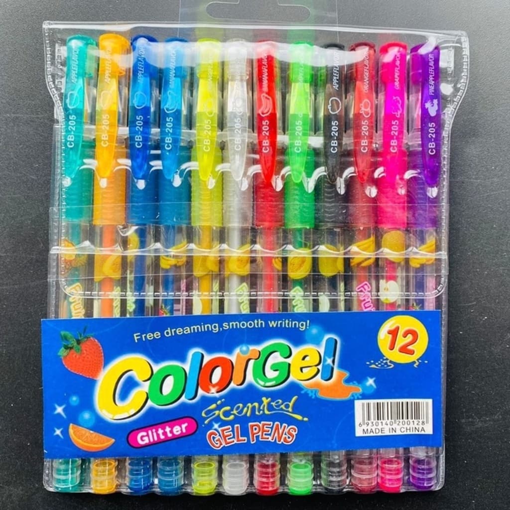 Kit 12 Caneta Gel Diversas Cores  Coloridas Para Desenhos Infantis pintura Com glite