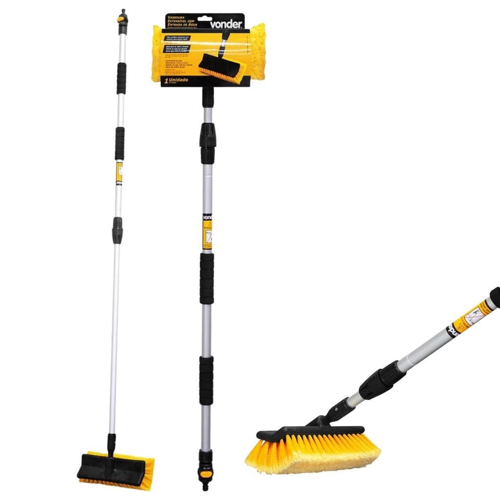 Vassoura Extensível Com Entrada De Água Lavar Placa Solar Fotovoltaica Com Jato D'agua Vonder