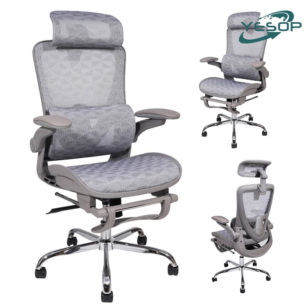 YESOP Cadeira De Escritório Ergonômica Com Apoio Lombar E De Pernas Assento Zero Gravity Cor Branco