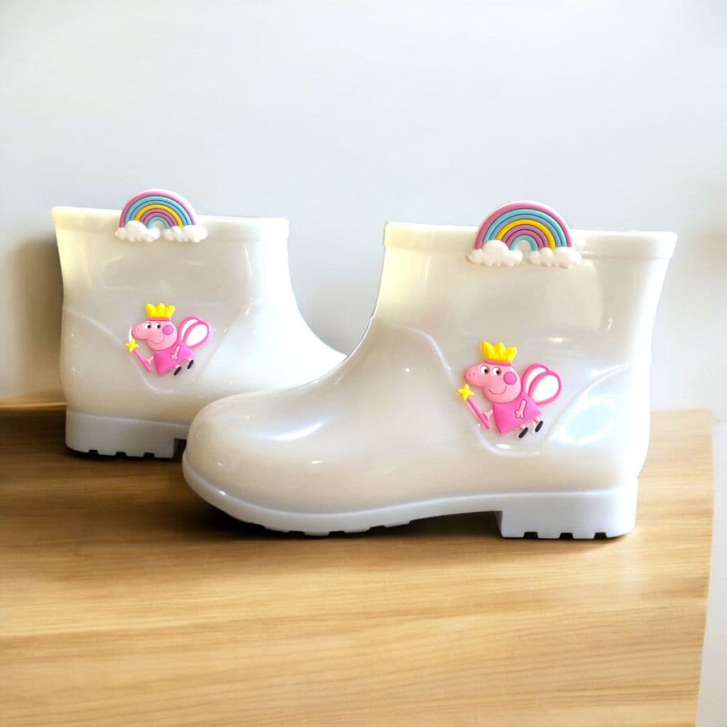Galocha Bota De Chuva Infantil Menina Peppa Pig Arco-íris Juvenil Confortável Leve Impermeável Estilosa Delicada