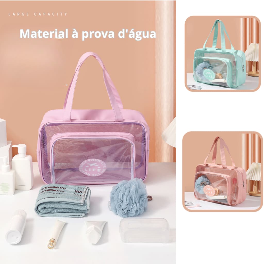 Bolsa de Natação Impermeável Transparente em PVC - Bolsa de Mão e Ombro para Viagem, Praia e Atividades ao Ar Livre