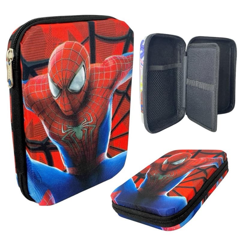ESTOJO BOX 100 PENS HOMEM ARANHA SPIDER MAN ORGANIZADOR INFANTIL ESCOLAR MENINO HEROIS