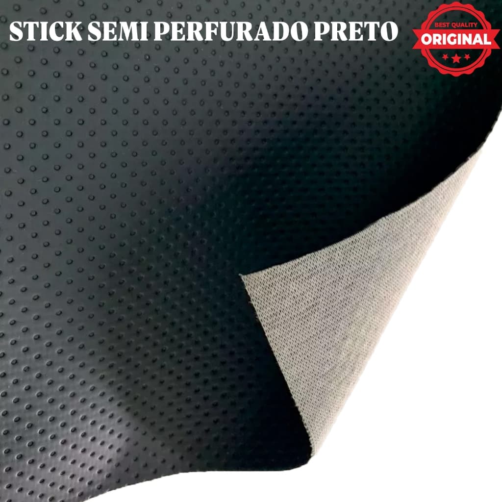 Courvin Stick Preto Revestimento Couro Sintético 1x1,40m Banco Estofado Automotivo
