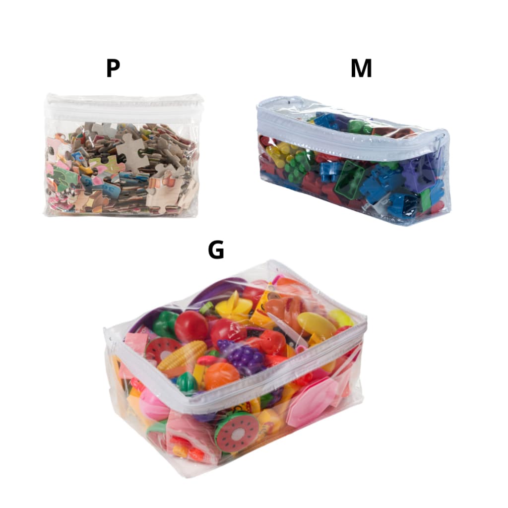 Kit 8 Organizador Multiuso porta treco de Brinquedo com ziper P/M/G