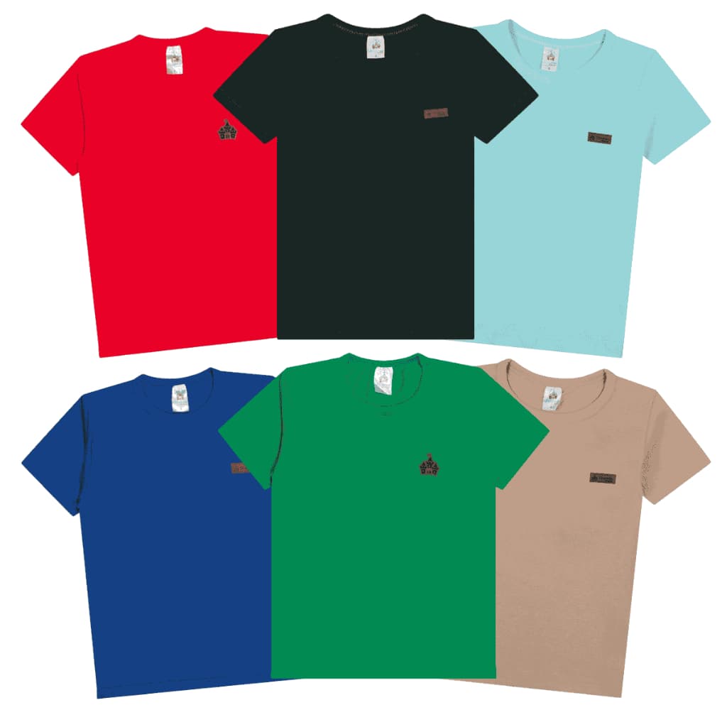 Kit 2 ou 5 Camisetas Manga Curta Infantil Bebê Menino Básica Lisa Masculino Blusa Casual