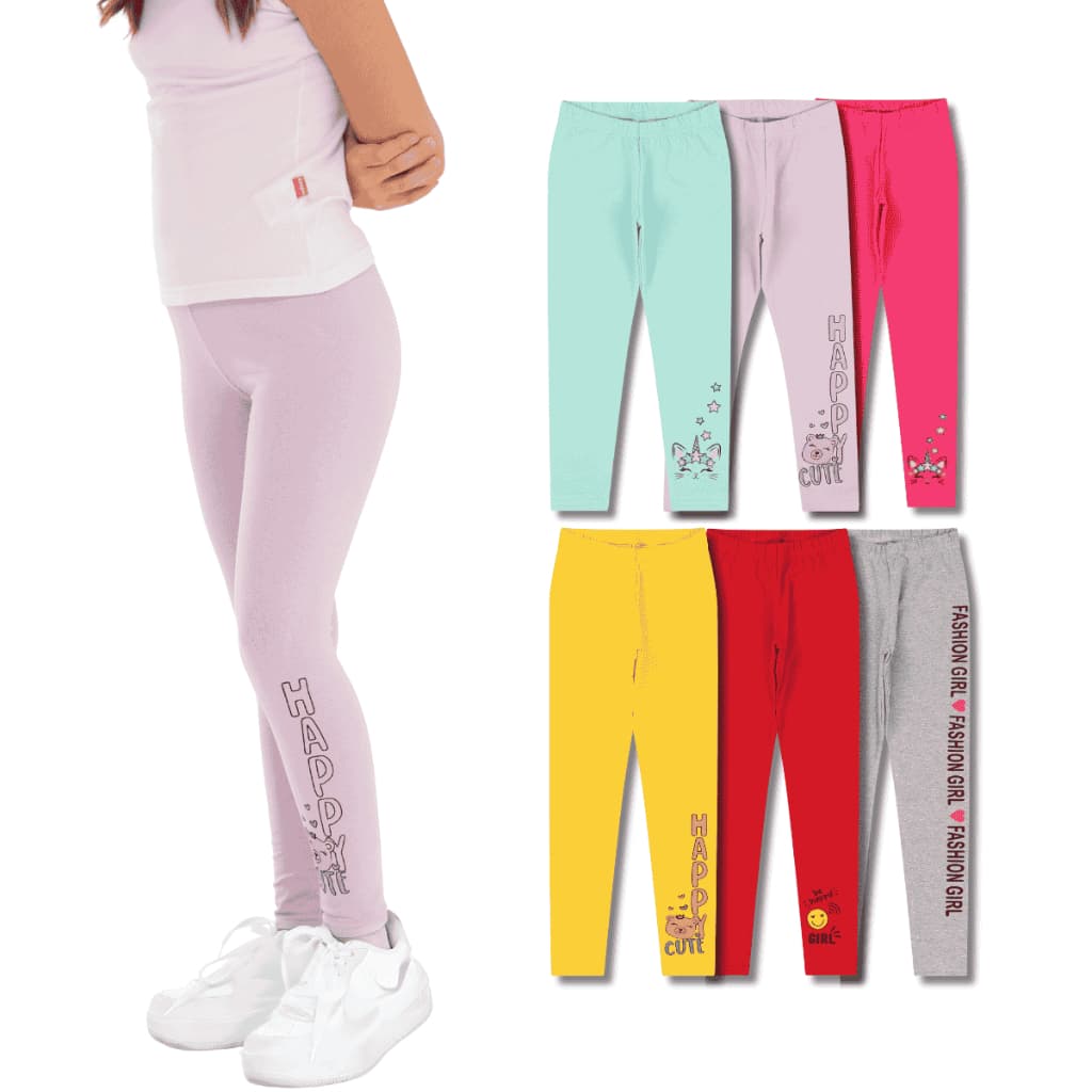 Kit Sortido 2, 4 ou 6 Calças Leggings de Cotton para Meninas Bebê Menina Infantil Feminino Confortável
