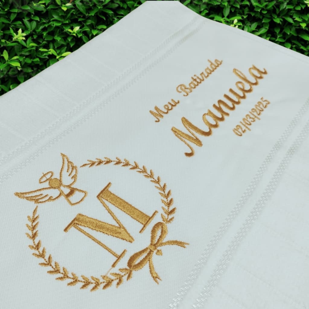 Toalha de Boca Infantil Personalizada para Batizado - Bordada com Nome