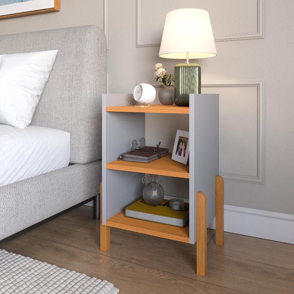 Mesa De Cabeceira Para Quarto Com Prateleira Pé Madeira Maciça Sofia Lançamento