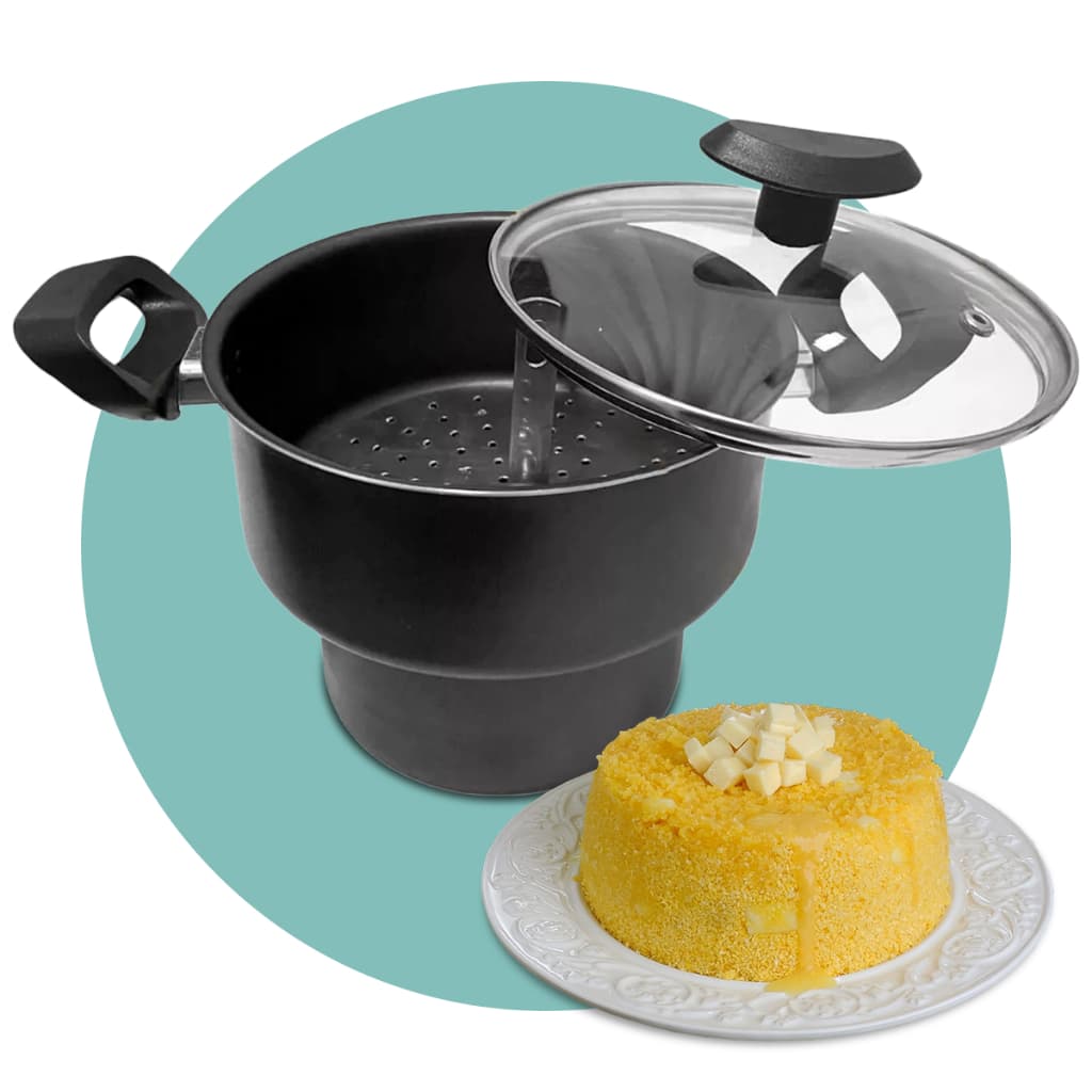 Cuscuzeiro Antiaderente N16 Tampa de Vidro Não Gruda Cuscuz Cuscuzeira Teflon