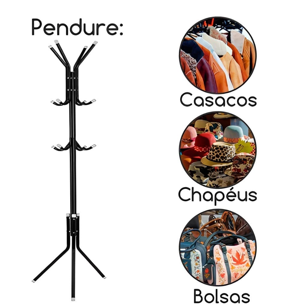Mancebo Cabideiro Chão Roupas 9/12 Ganchos Organizador Casaco Chapéu