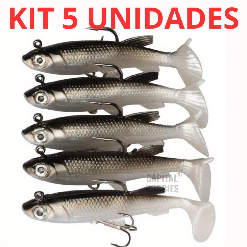 Isca artificial kit com 5 ou 2 unidades bait soft nado realista pesca Robalo, Tucunaré, Black Bass, Corvina, Traíra