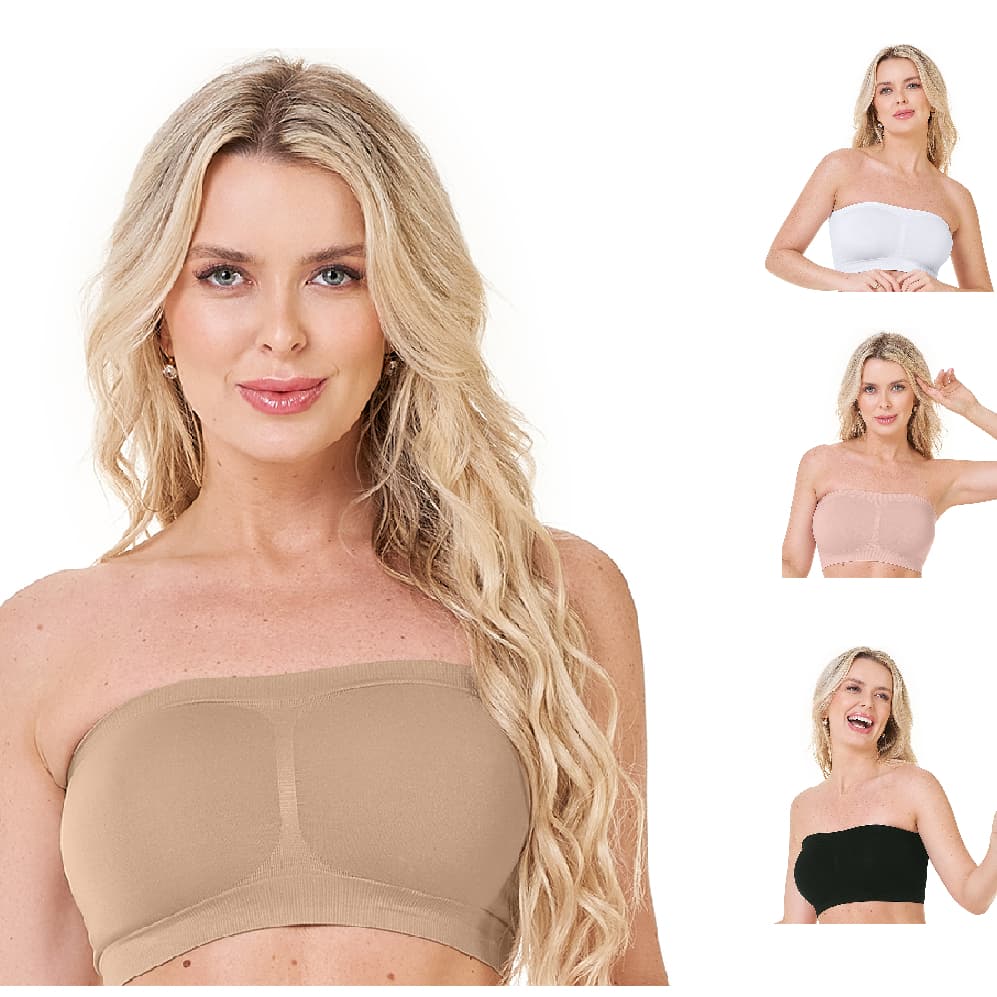 Top Faixa Sutiã Tomara Que Caia Sem Costura Com Bojo Removível