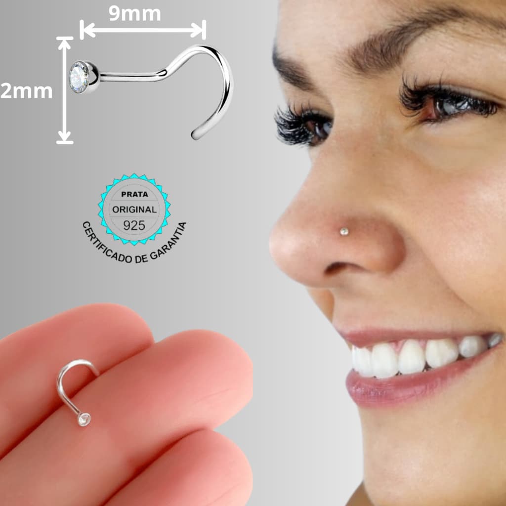 Piercing Nariz Ponto de Luz Prata 925 Nostril