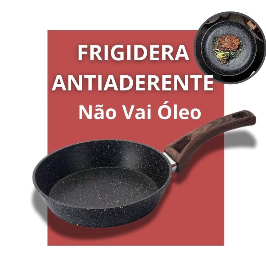 Frigideira Antiaderente  Indução Fundo Triplo Cabo Soft  Madeira Não Gruda Sem Óleo