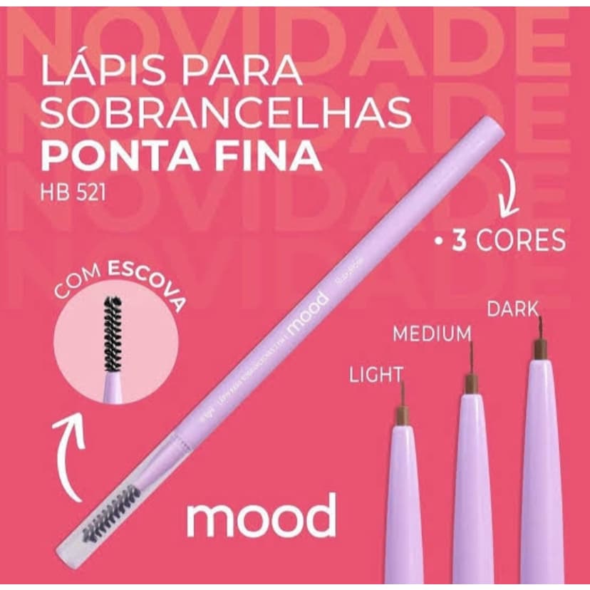 Lápis Para Sobrancelha Ponta Fina Alta Precisão Mood Ruby Rose HB521 - 0,1g
