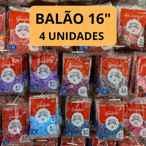 Balão Bexiga Pic Pic para Festa 16 polegadas 4 unidades