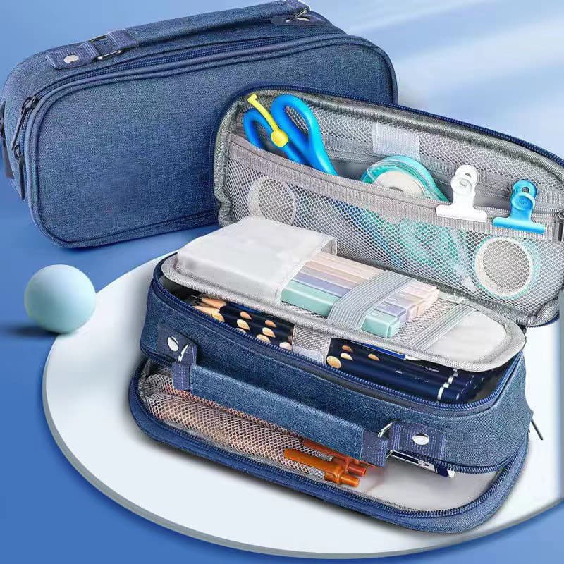 Estojo Escolar Organizador Juvenil Liso Com 2 Divisórias Com Alça Interna