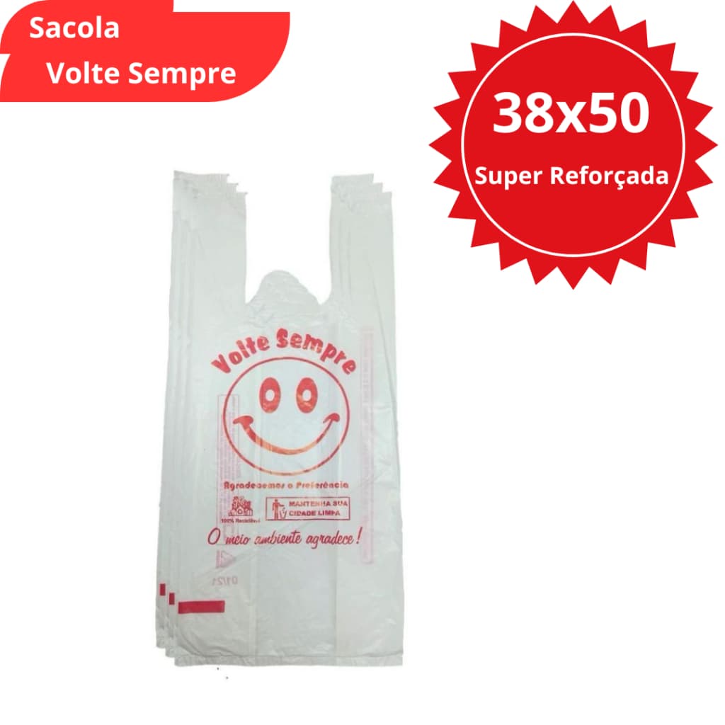 Sacola Plástica Volte Sempre Reforçada 38x50