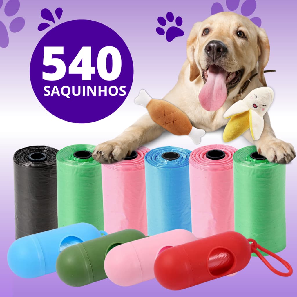 Refil Saco Cata Caca Rolinhos C/ Saquinhos + Suporte Colorido Para Pet Higiênico - Escolha Seu Kit