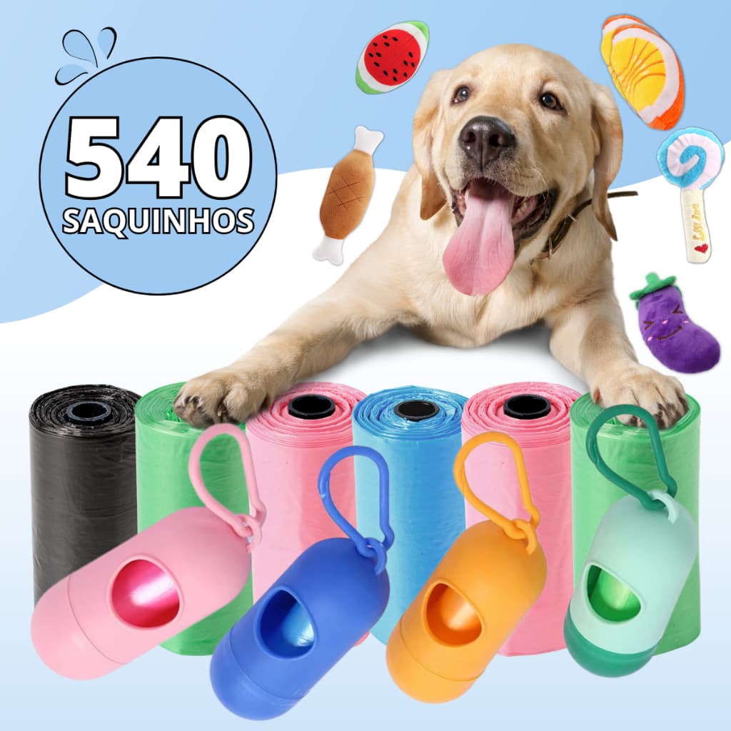 Kit Saquinhos Refil Cata Caca Pet Higiênico Saco Lixo + Suporte - Escolha Seu Kit