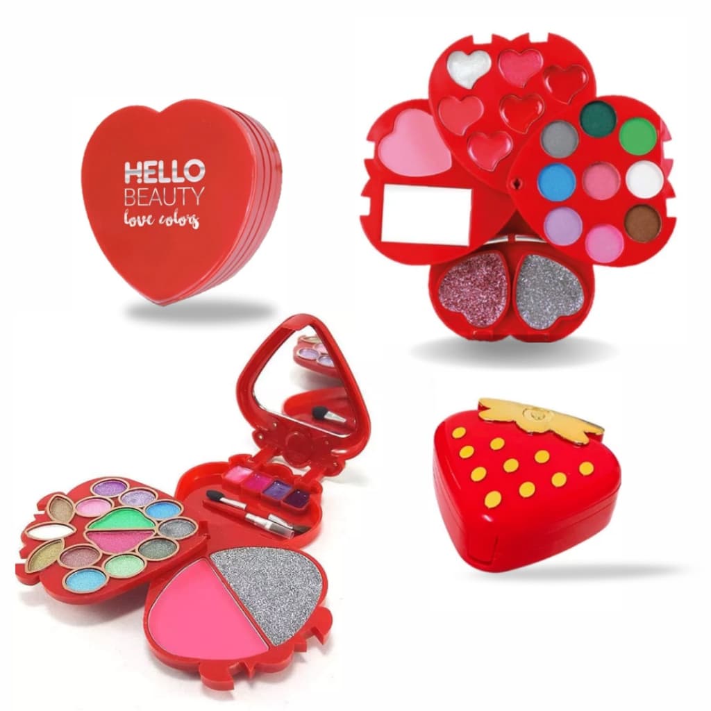 Maquiagem infantil de morango coração e maça