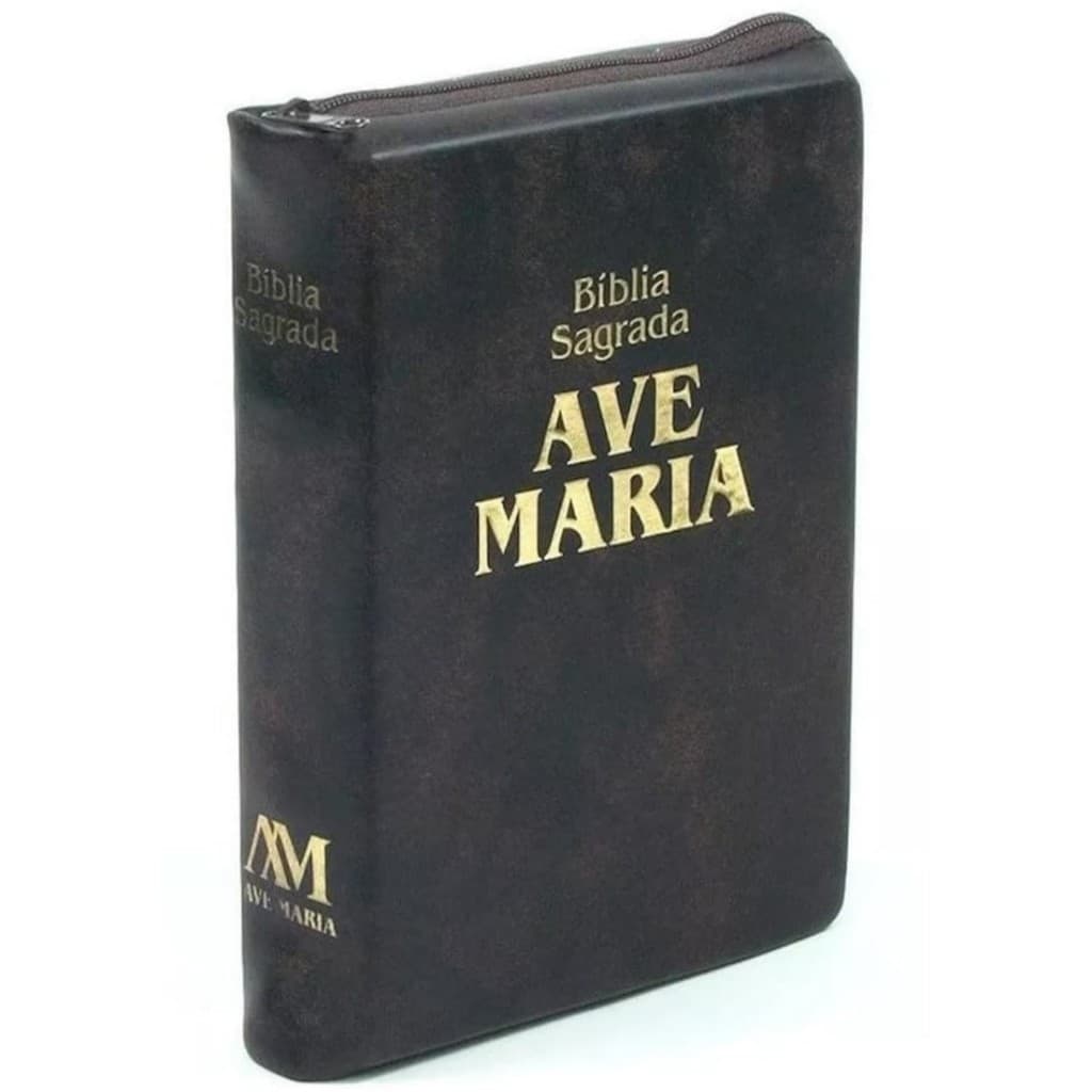 Livro Bíblia Sagrada Catolica Zíper Média Marrom Editora GRUPO AVE MARIA por VARIOS AUTORES