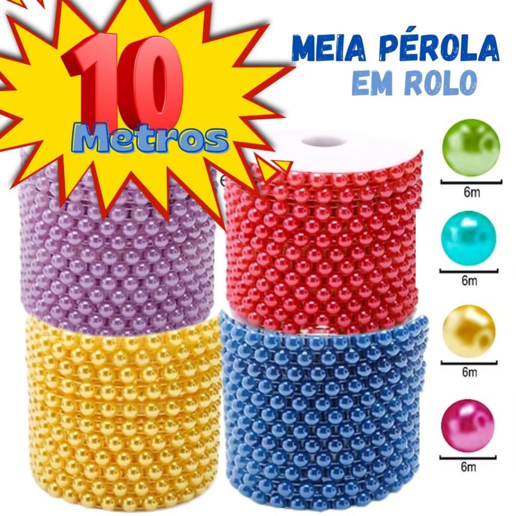 Cordão de Meia Perola- 5 OU 10 METROS TAMANHO 6MM