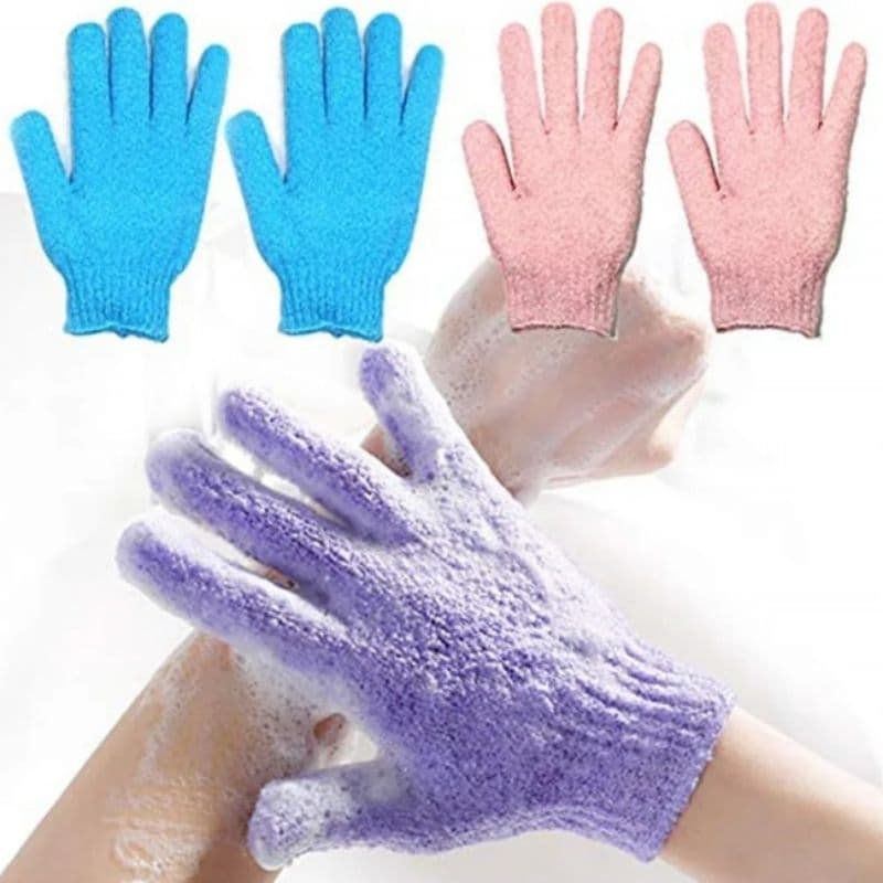 Kit 2 Peças Luva Banho Ducha Esfoliante Corporal Massagem Esfoliacao Para Corpo Esponja Skin Care