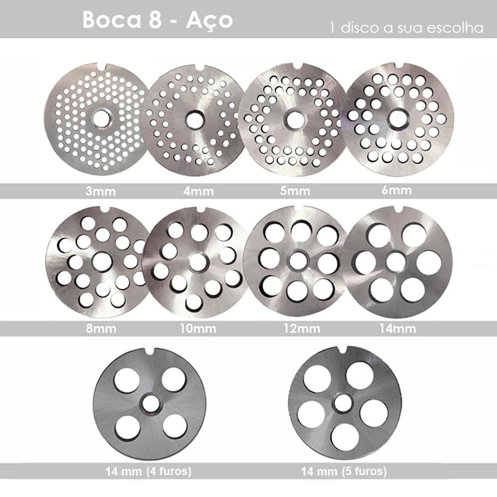 Disco Para Moedor De Carne Boca 8 - Aço Temperado