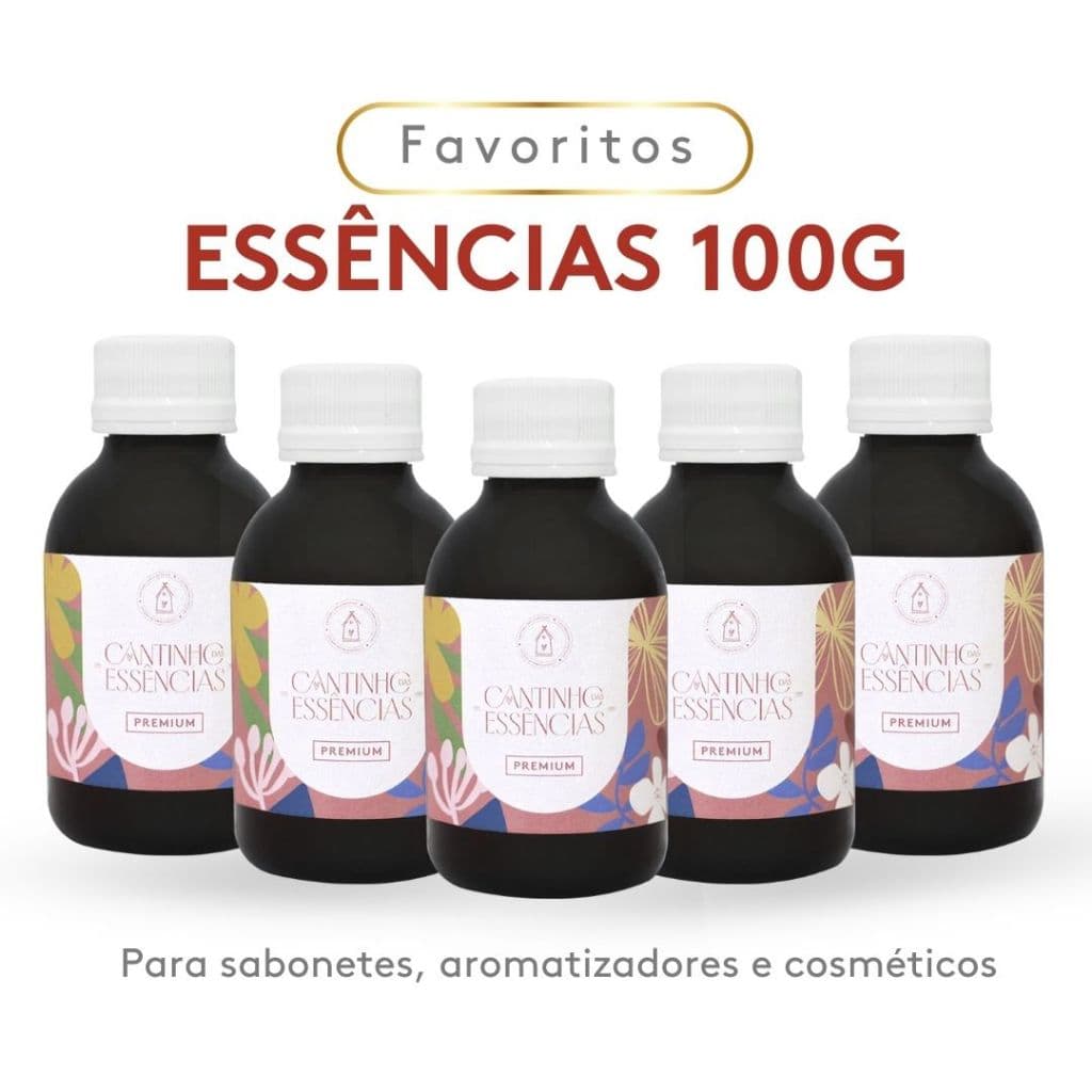 Essências Concentradas 100g - Linha Premium. Para Aromatizador de Ambiente, Home Spray, Sabonetes e Cosméticos.