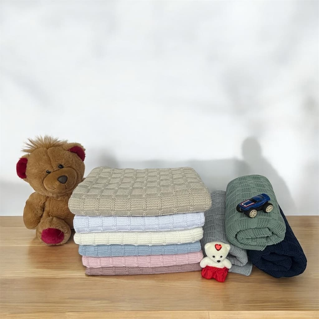 Manta de Tricot Para Bebe Baby de Tricô Enxoval saída maternidade antiálergico - Luxo - Modelo SIENA