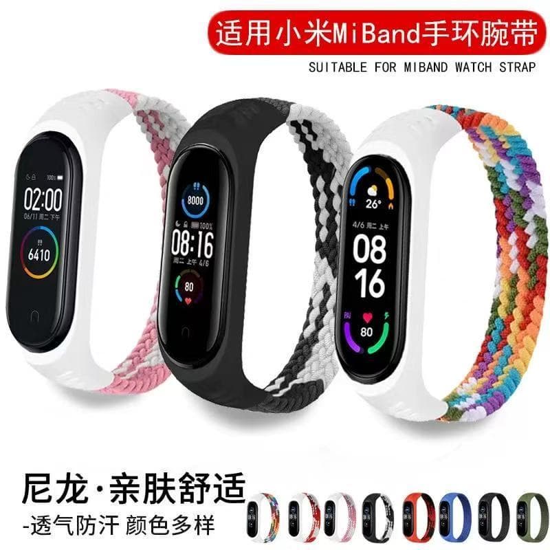 Pulseira trançada de silicone elástica universal para Xiaomi 3/4/5/6