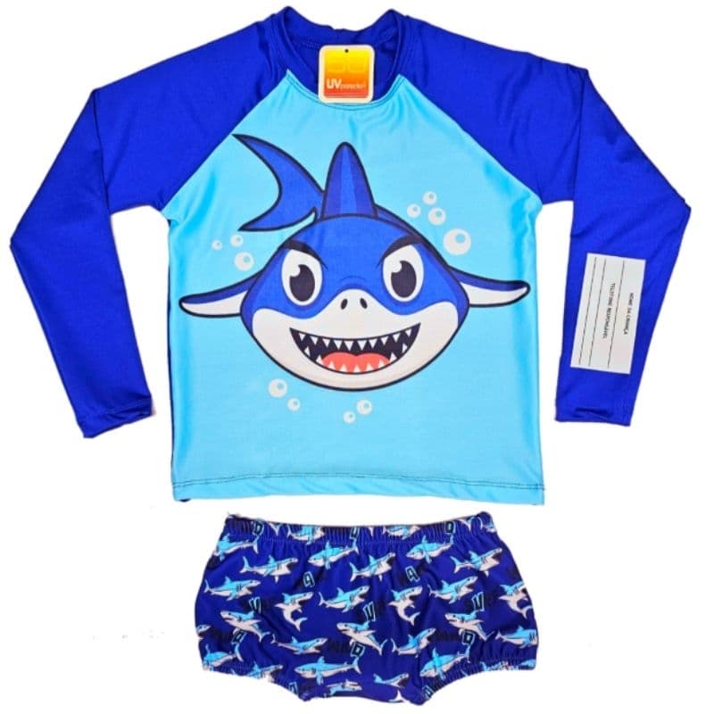 Sunga infantil + Camisa UV infantil Proteção Solar com Etiqueta Emergência Identificação