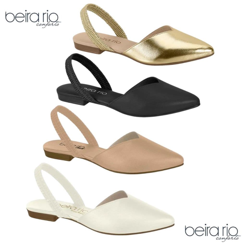 Sapatilha Feminina Beira Rio Mule Slingback Bico Fino Elastico Ref: 4134.446