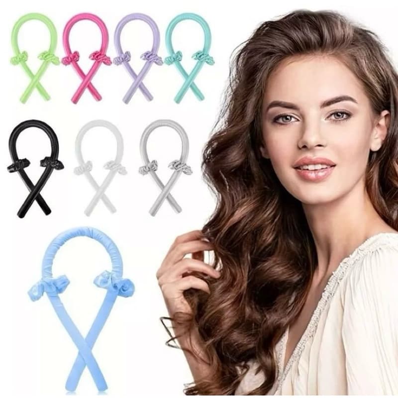Modelador de Cachos Cabelo Curling Rod Cetim Sem Calor + 2 Scrunchies