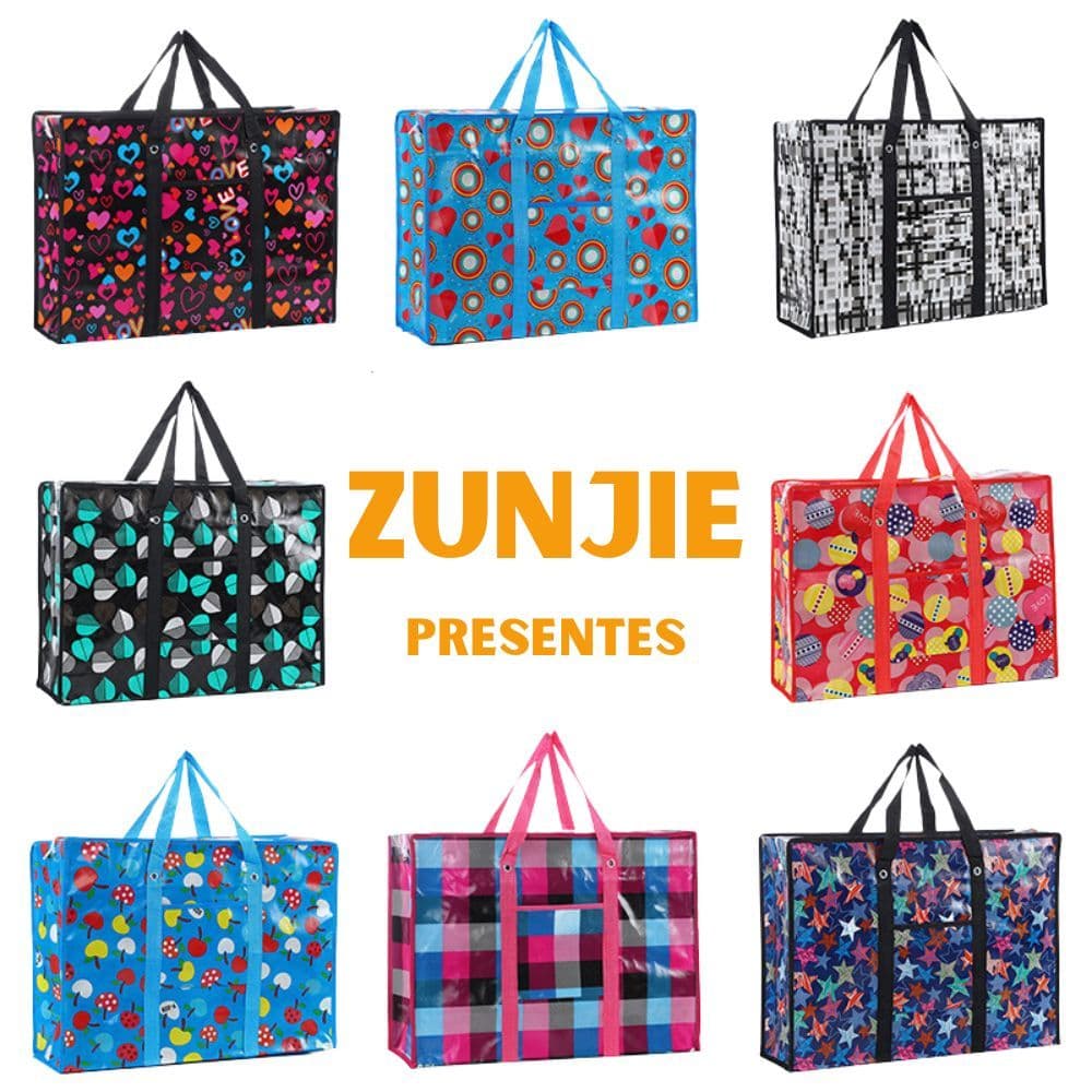 Sacola de Feira Grande Feira Zíper Impermeável Sacoleira Novos Modelos