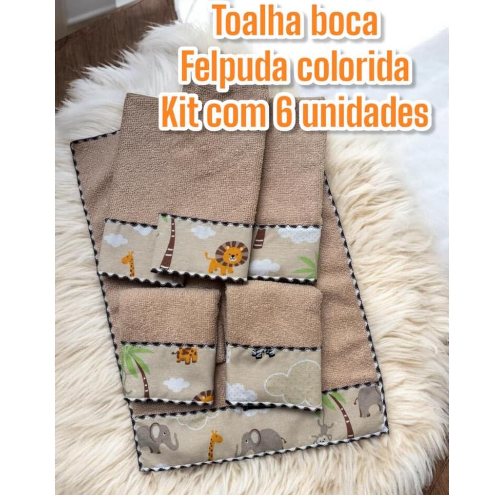 KIT COM 6 TOALHINHAS DE BOCA BEBÊ FELPUDA COLORIDA TECIDO MACIO