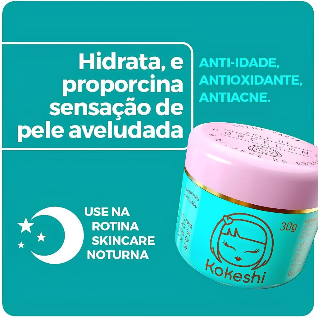 Hidratante Facial Pele de Porcelana Kokeshi - Creme Facial Skin Care Rosa Mosqueta
