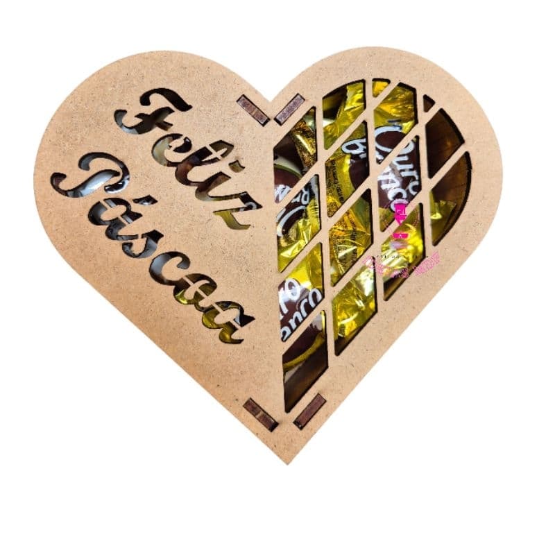 5 Caixa Coração Feliz Páscoa MODELO2 Bombom Mdf