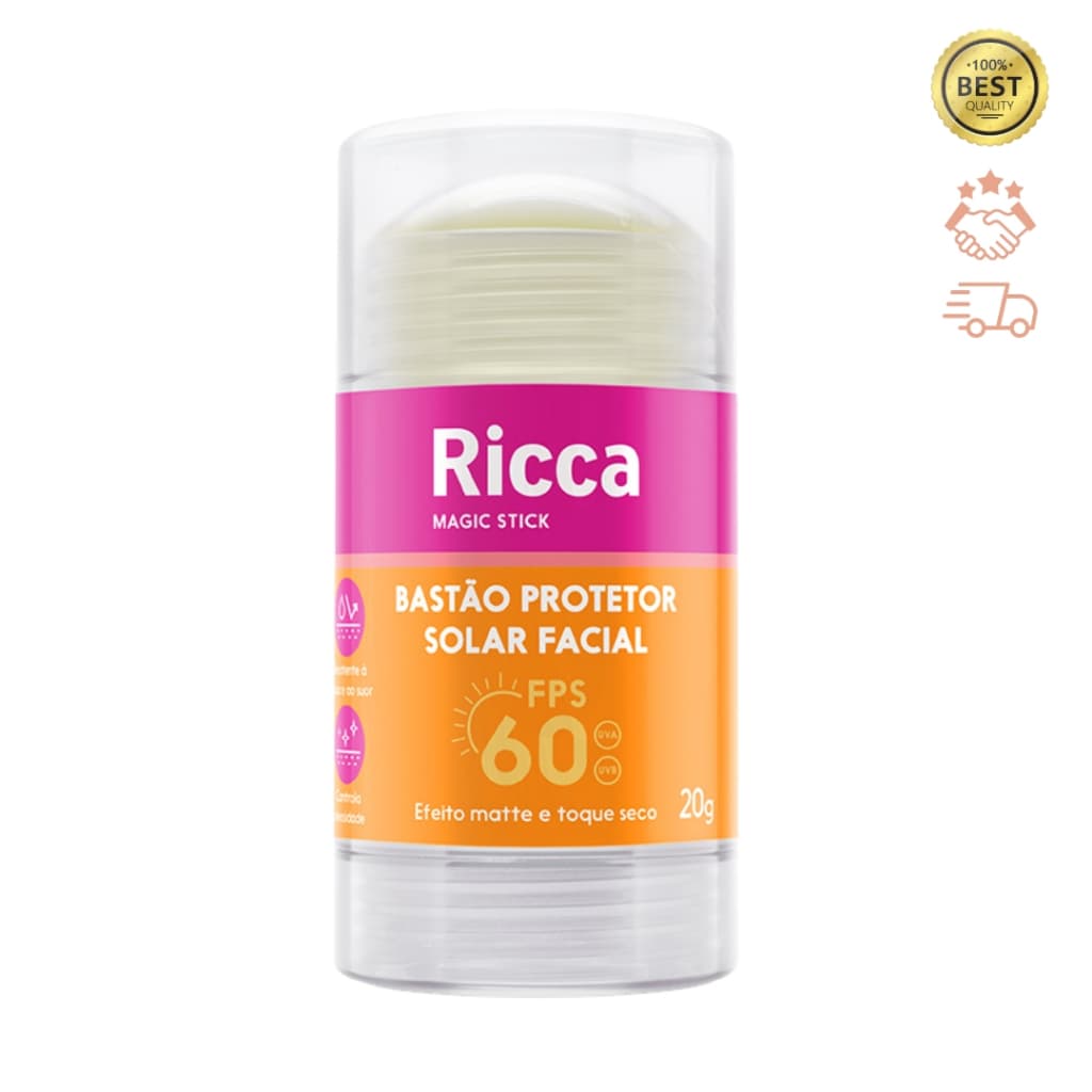 Protetor Solar Bastão FPS60 Ricca - Efeito Matte e Seco