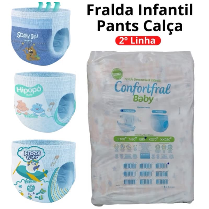 Pacotão fralda infantil shortinho 2 linha M 90