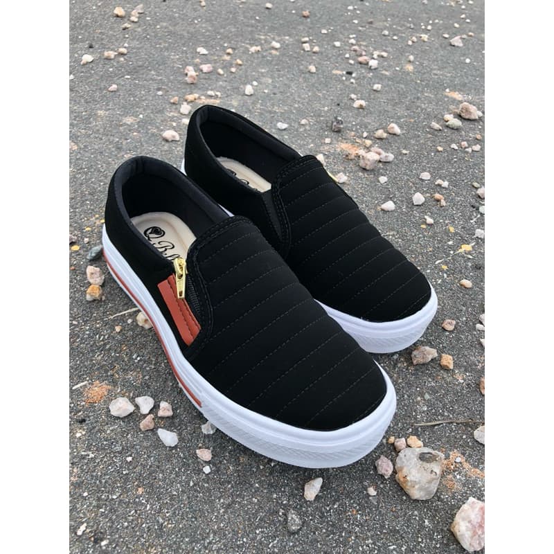 Tênis Sapatênis Sapatilha Feminino Casual Slip On Com Zíper Confortável Envio Imediato