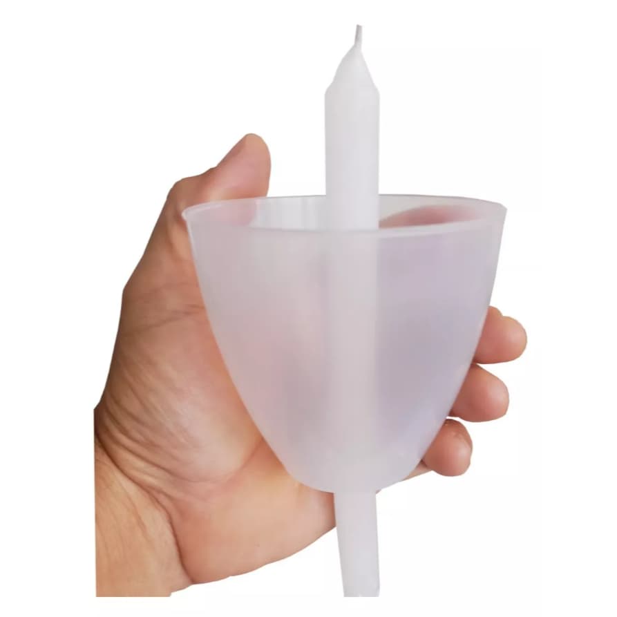 Protetor de PVC + Vela branca -18 cm - Nº9 para Procissão