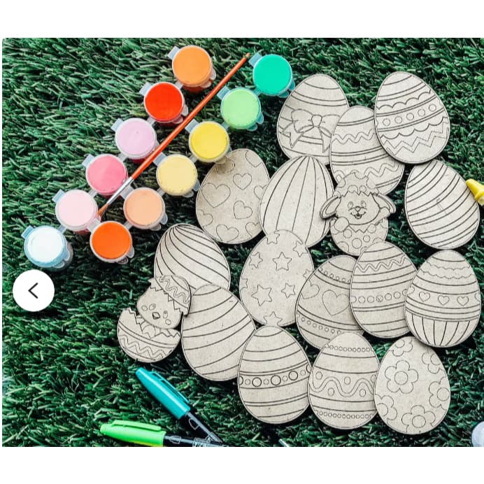 Kit de Pintura Ovos de Páscoa 16 unidades em MDF + 6 Tintas  🎨🐣