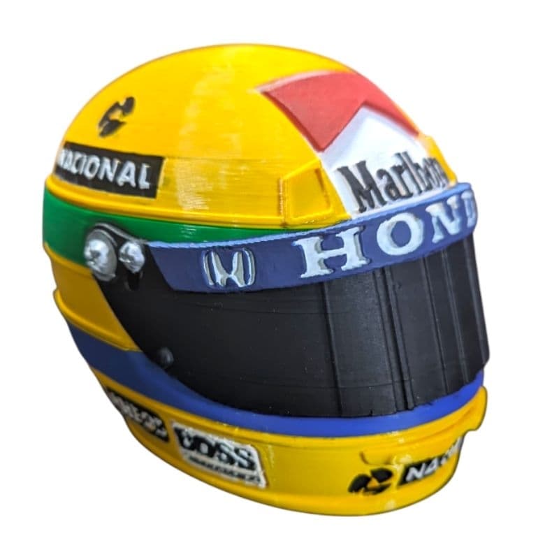 Capacete Ayrton Senna 11cm decorativo impressão 3d