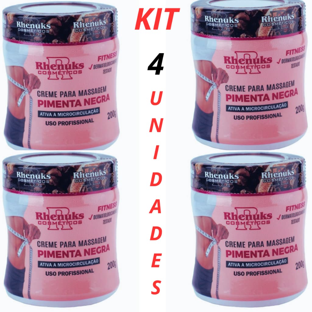 Creme Redutor de Medidas Pimenta Negra 200g Ativador da Circulação, Firmador e Anticelulite  Rhenuks