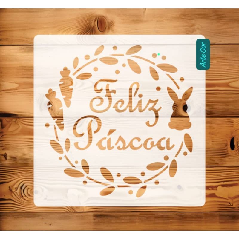 Estencil Feliz Páscoa / 20 cm / Guirlanda
