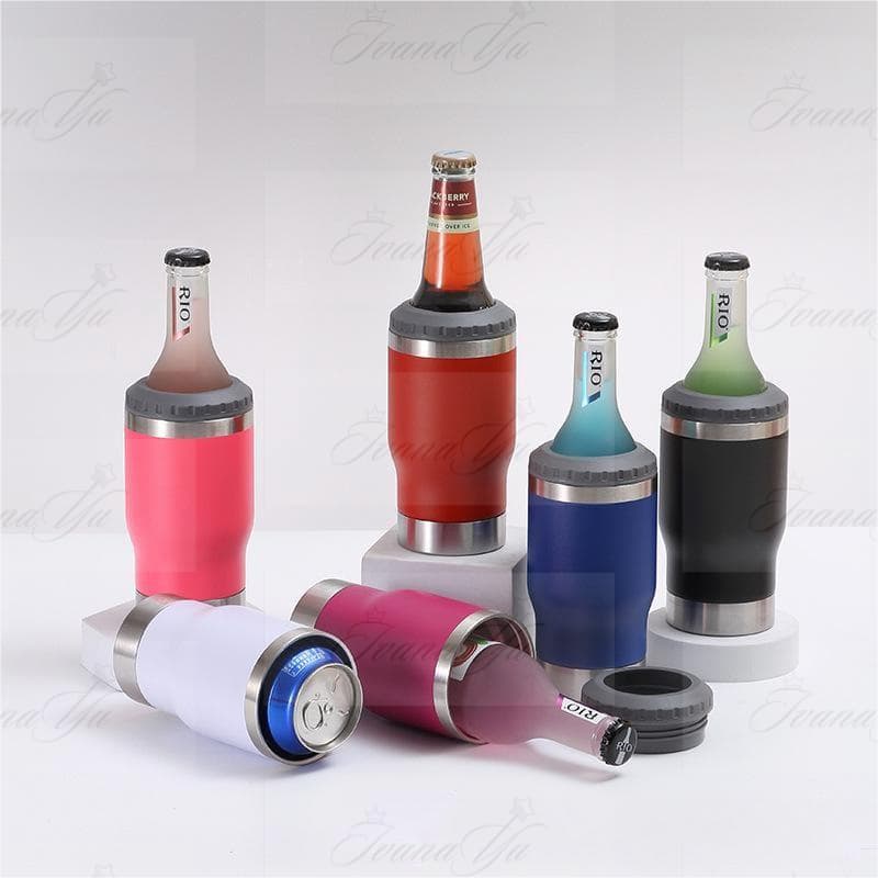 Copo térmico porta lata garrafa long neck Latinha Barrigudinha  2 tampas 14OZ 420ML