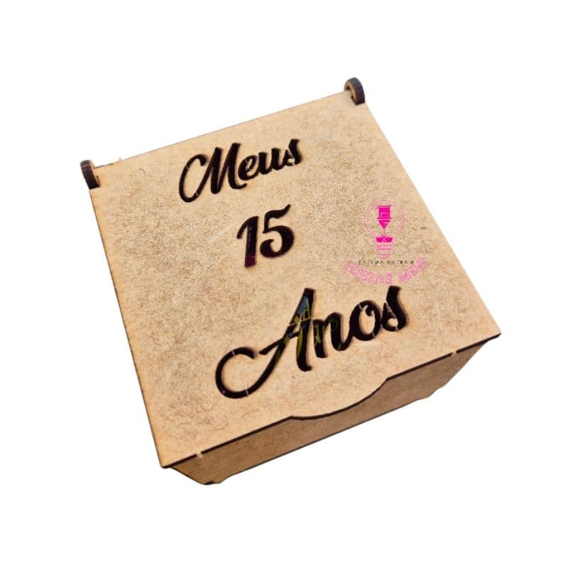 10 Caixa MEUS 15 ANOS 8X8X5 Laser Presente Lembrança - MDF cru